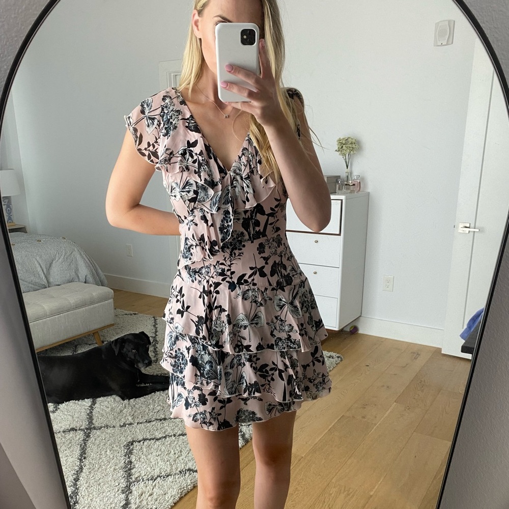 Parker ruffle fit and flare spring dress